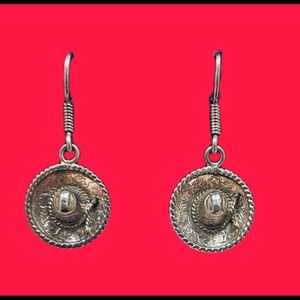 Mexican Sombrero Earrings, Sterling Silver Vintage
